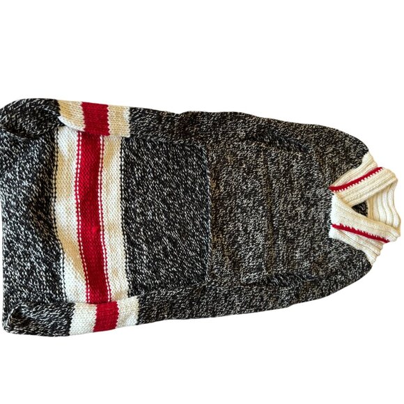 Chilly Dog 100% Wool Hand knit Boyfriend Sweater Shawl Collar Classic Fair Trade - Picture 2 of 16